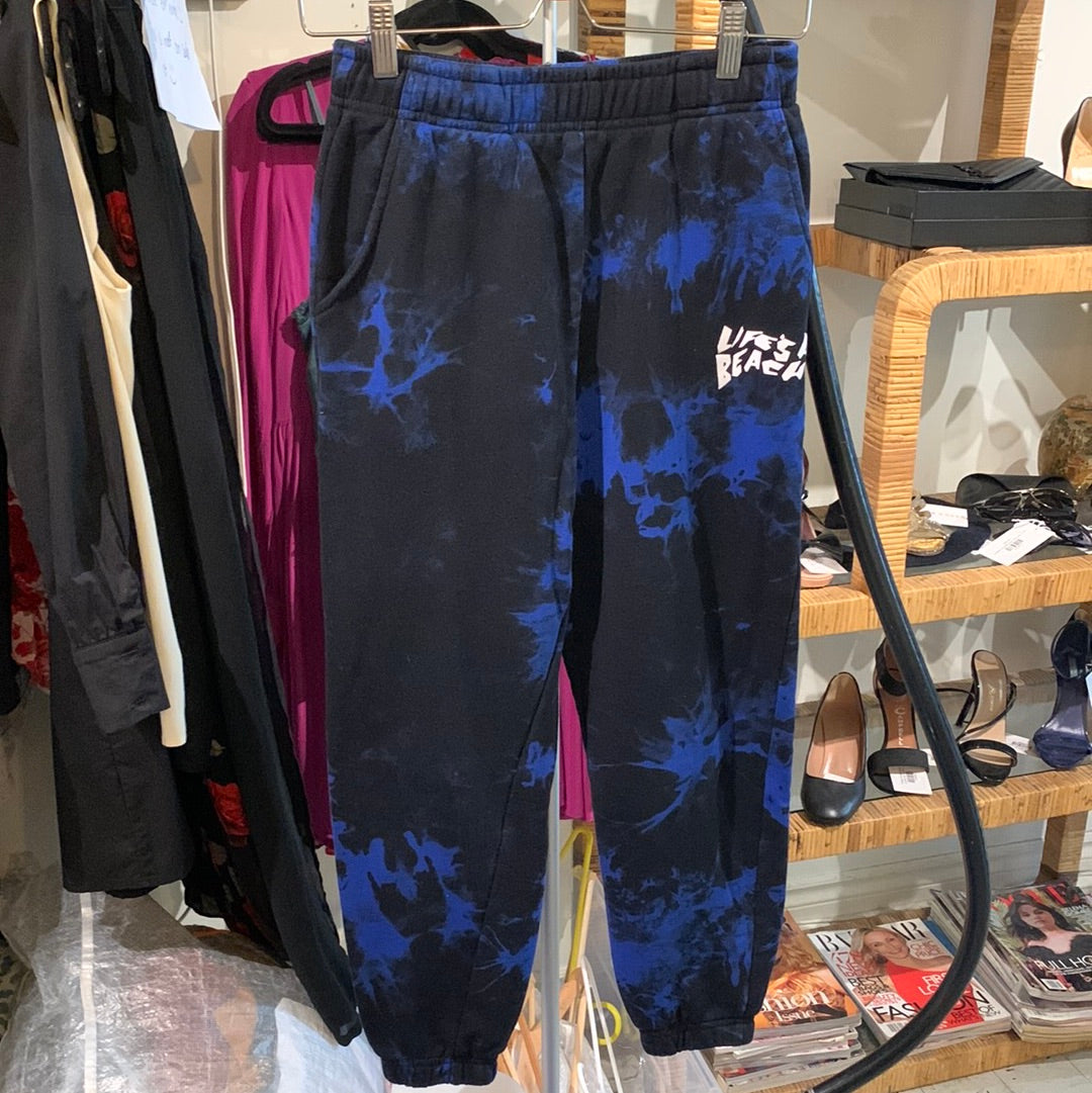 Life's a beach black and blue tie die sweatpants