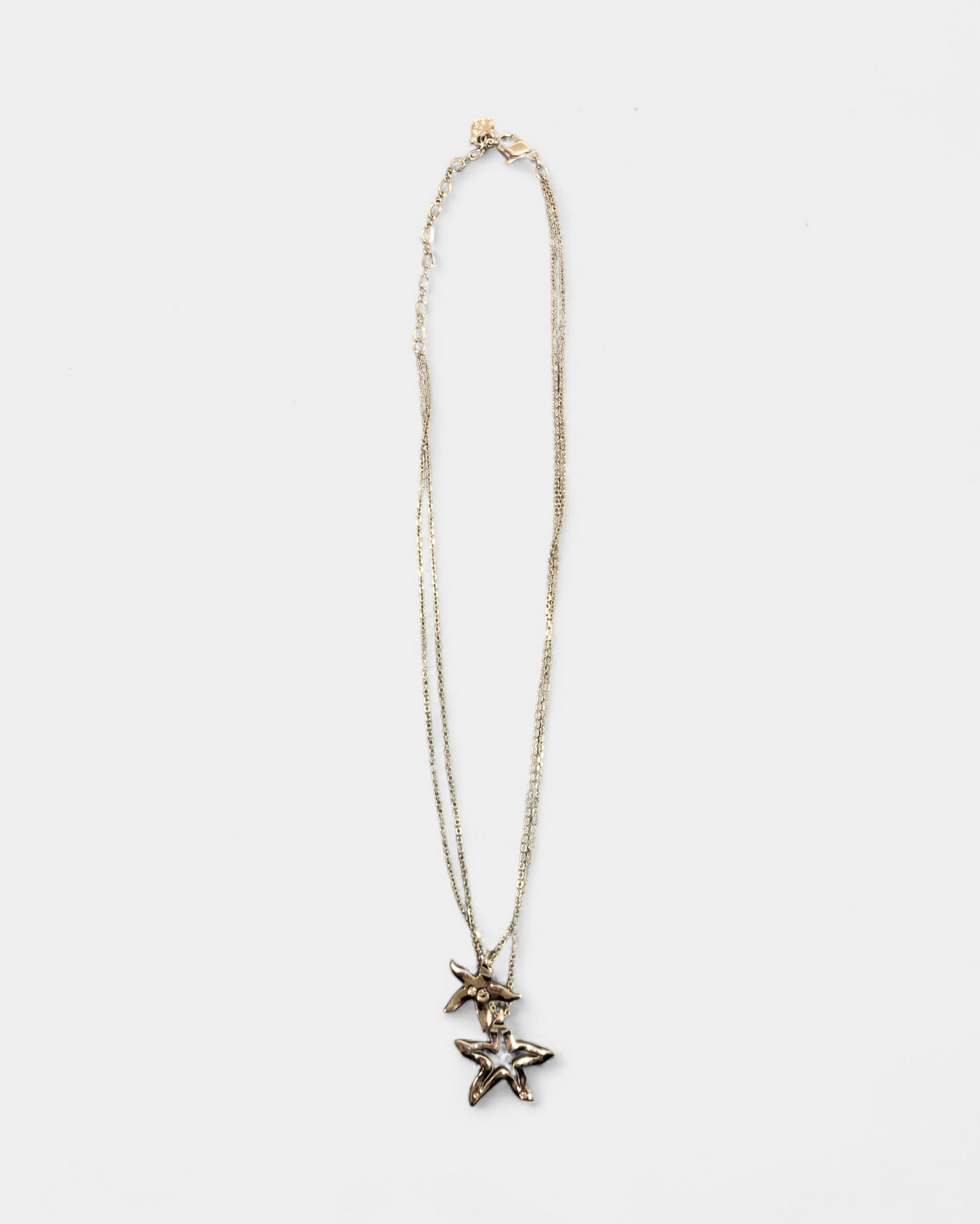 Silver starfish necklace with diamond, Swarovski