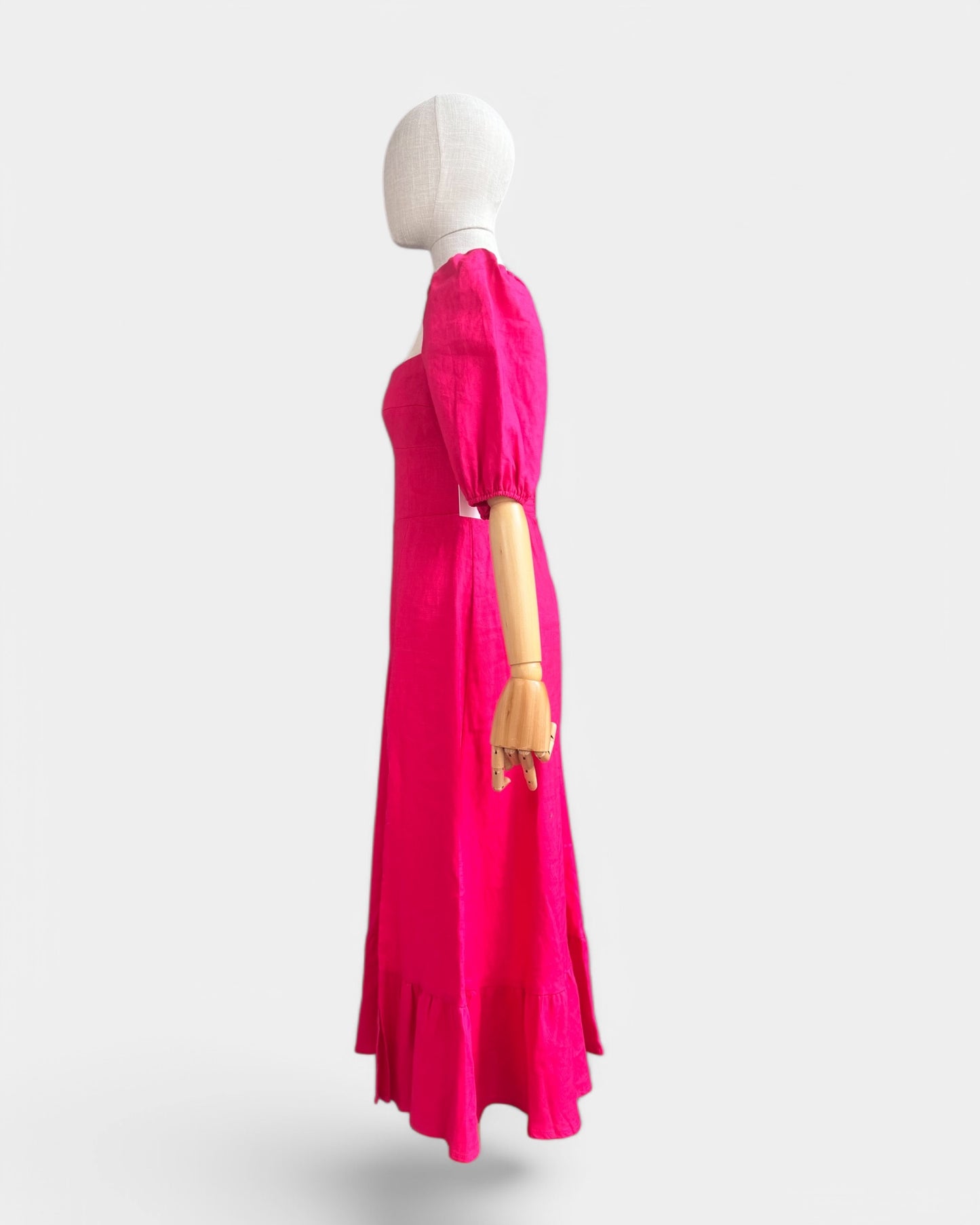 Robe Reformation Rose fuchsia, 100 % lin, 4