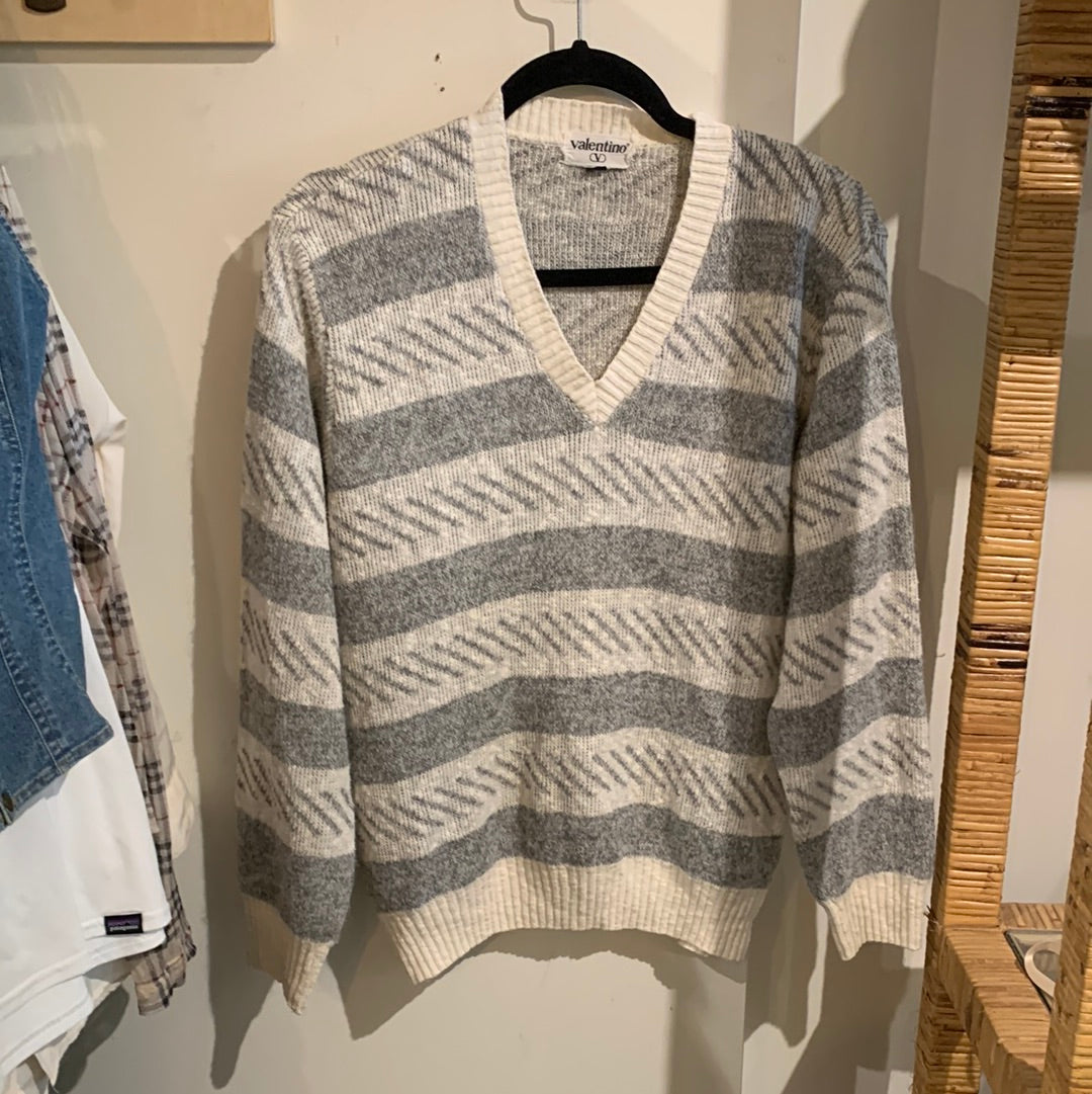 Valentino gray and white knit sweater