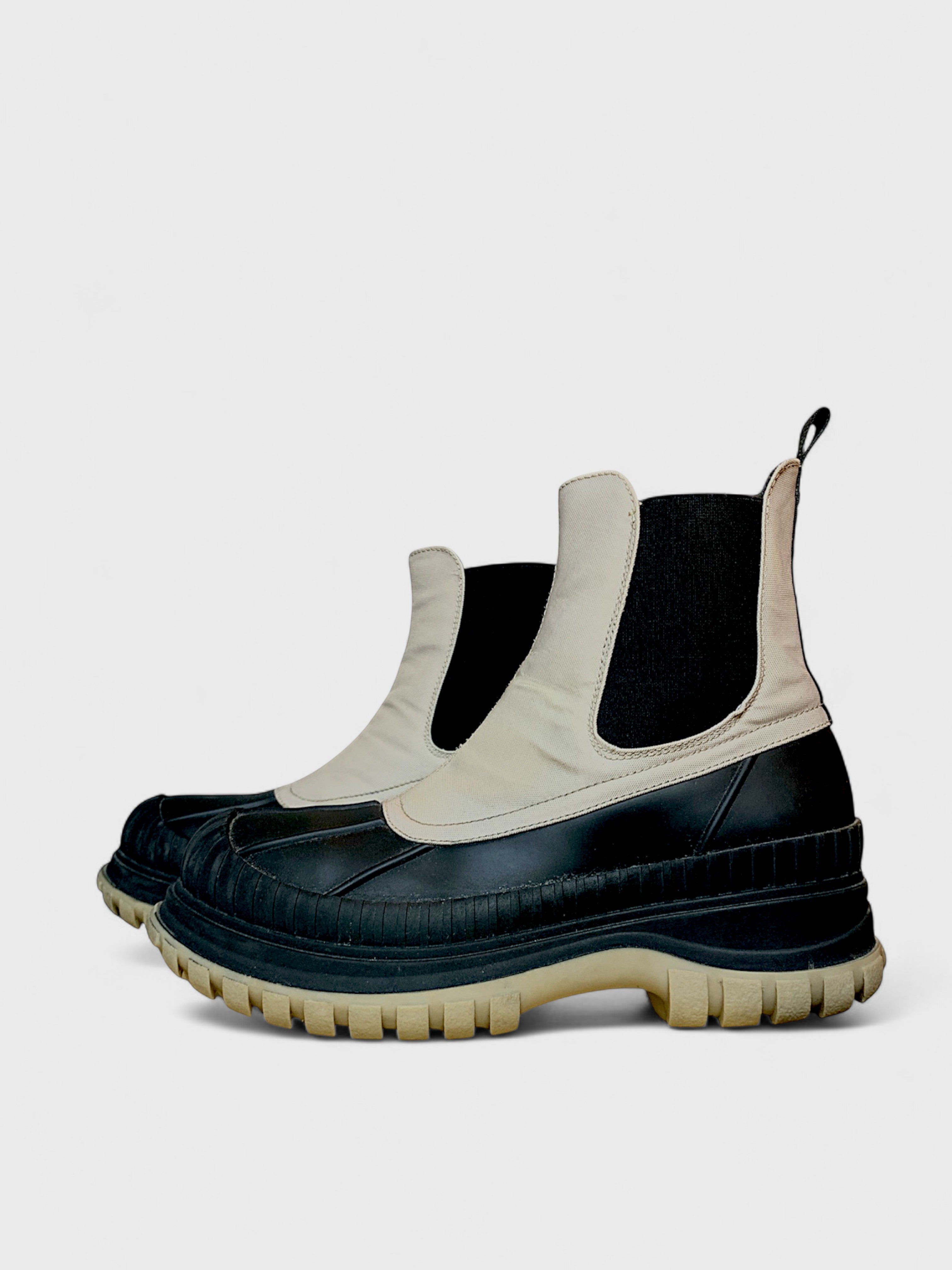 Chunky Black &amp; Beige Boots, Size 7