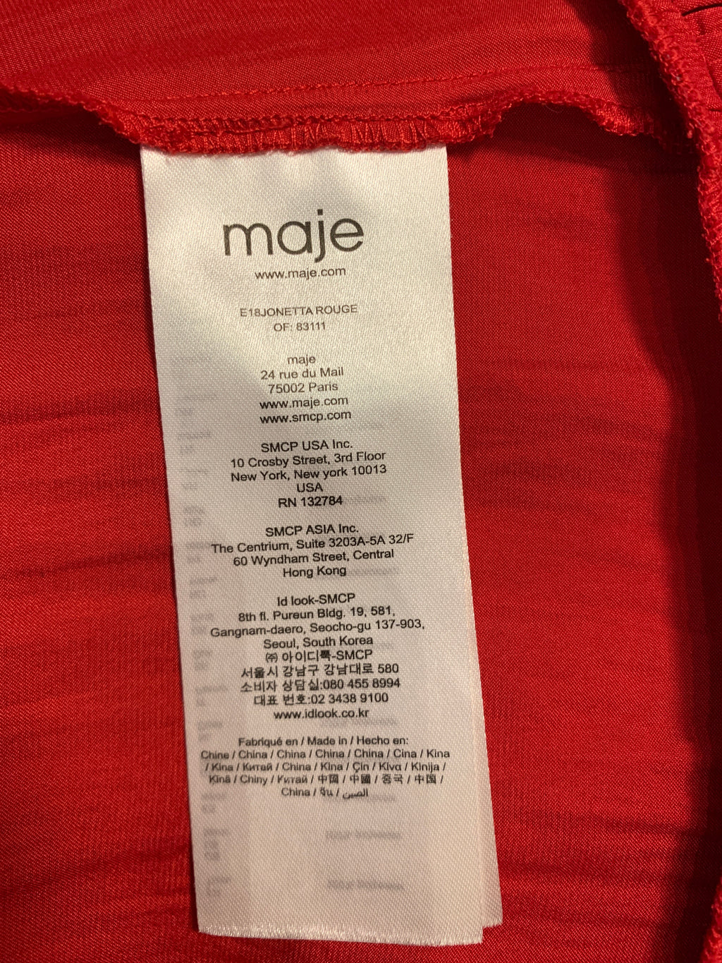 Maje Red Accordion Skirt, 1