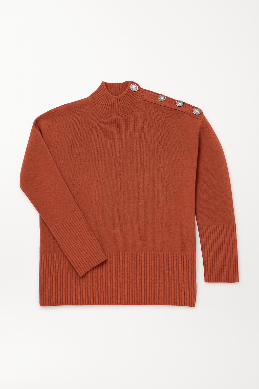 Burnt Orange button knit sweater by Max Studio, M