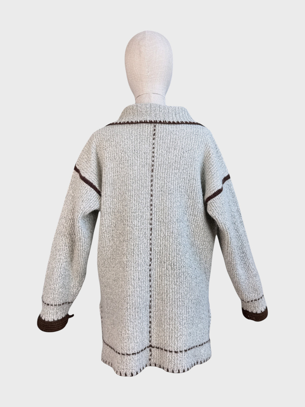 Knitted sweater with pockets, Grey brown Gold dream, L