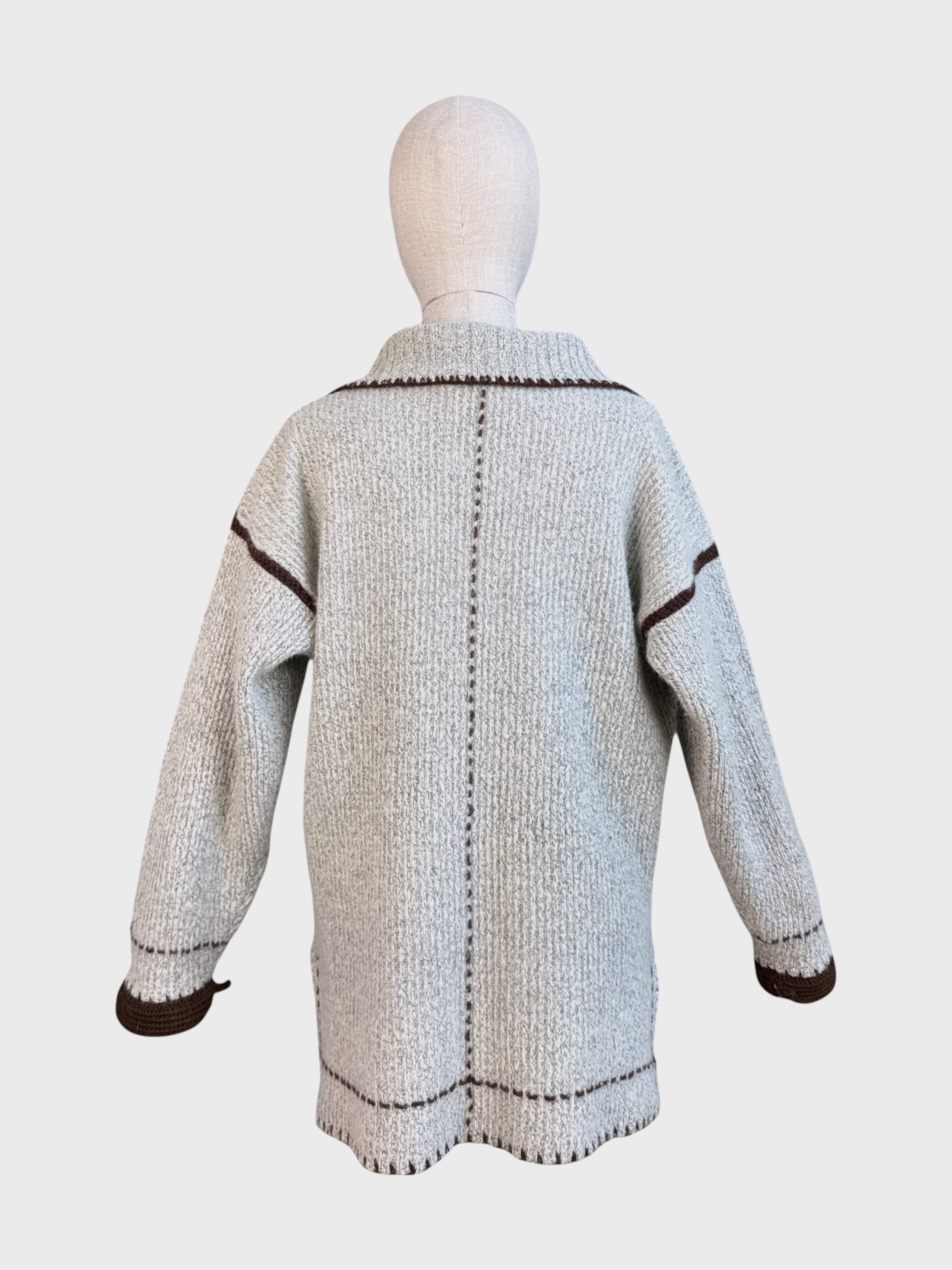 Knitted sweater with pockets, Grey brown Gold dream, L