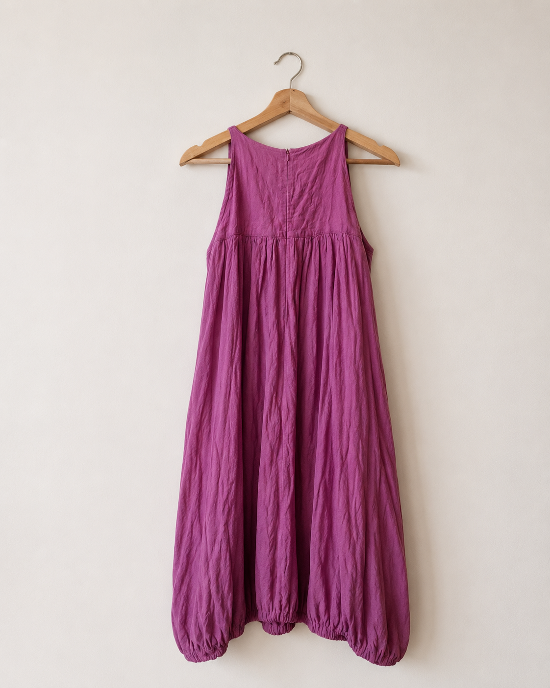 Sarah Pacini Mauve Linen and Cotton Balloon Dress, 0