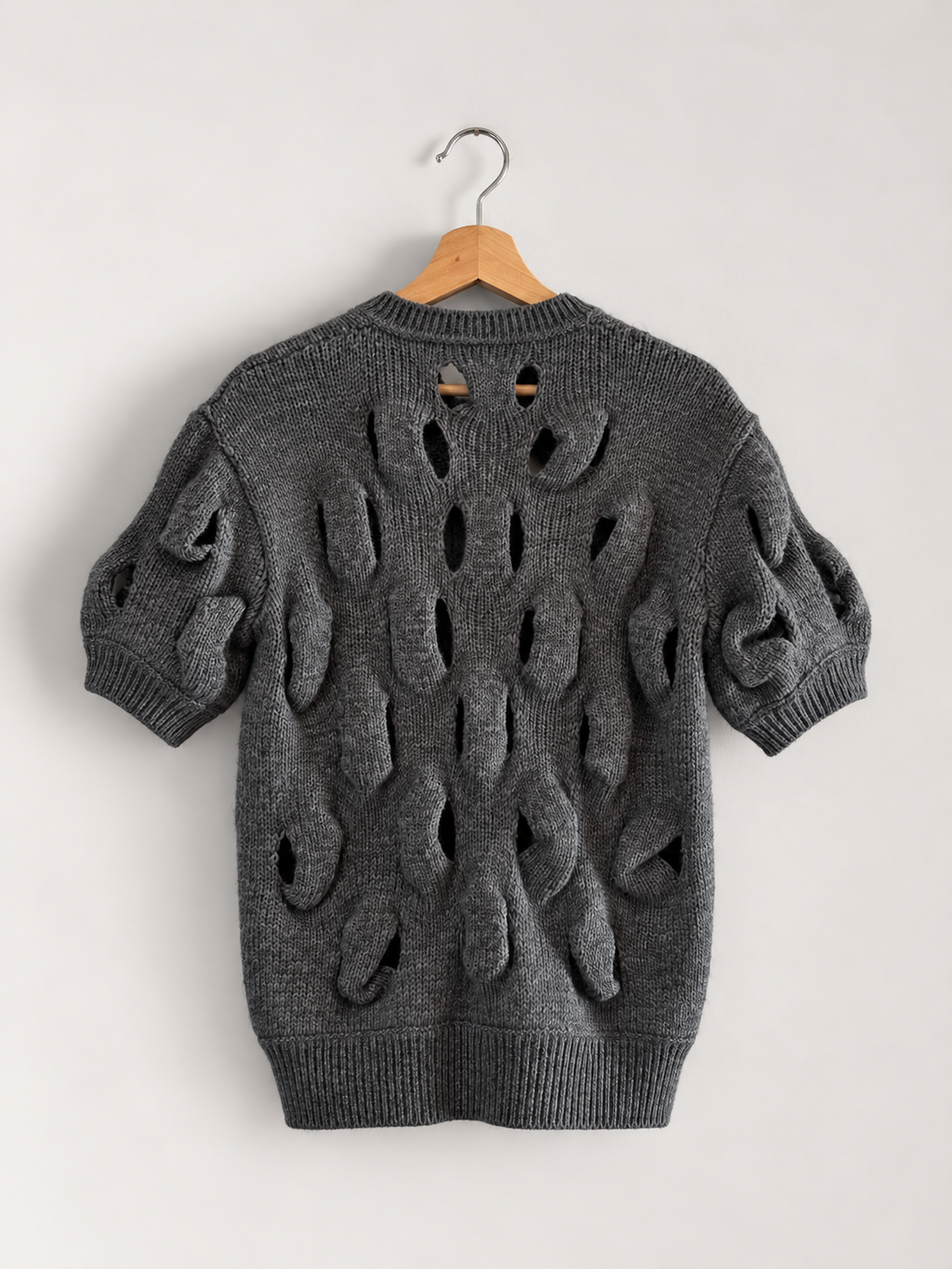 Cardigan gris en maille ajourée, Miu miu