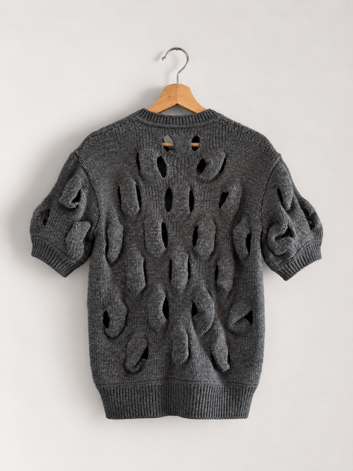 Cardigan gris en maille ajourée, Miu miu