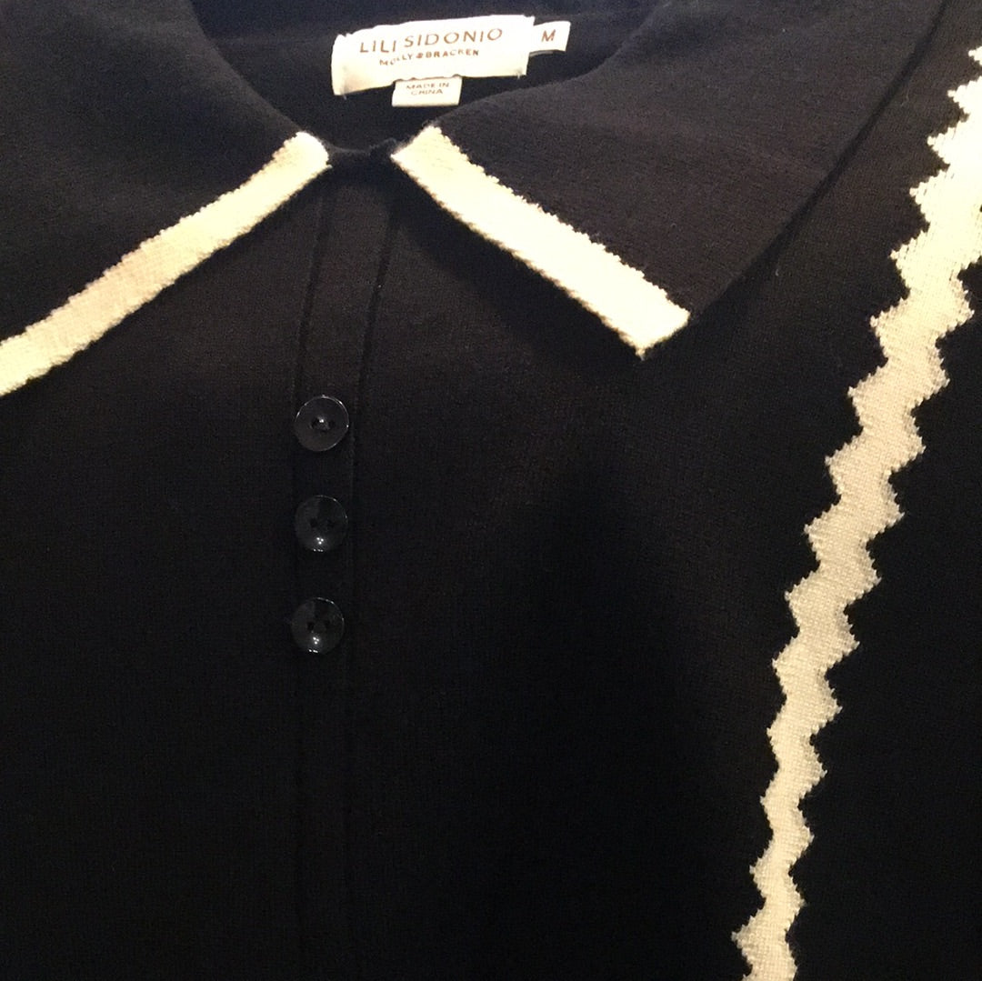 Polo tricot noir/blanc