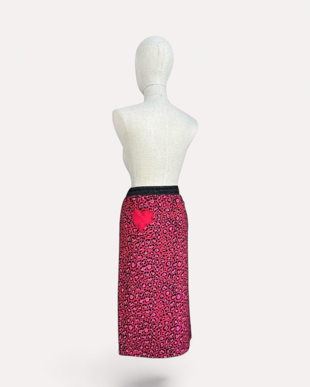 Red leopard print twinset skirt, S