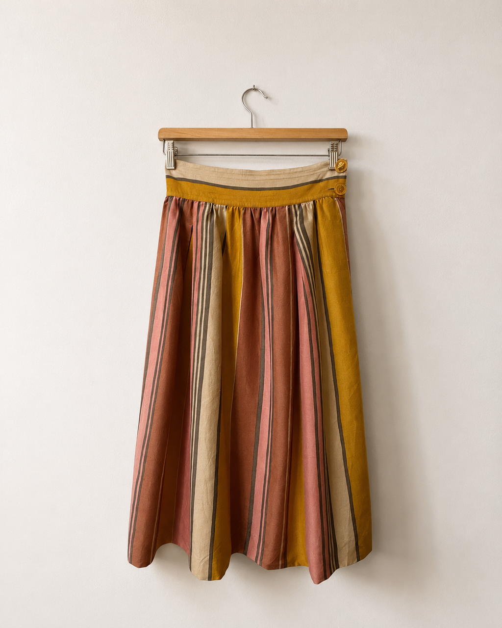 Chloé Rose/Yellow 100% Silk Midi Skirt, 36