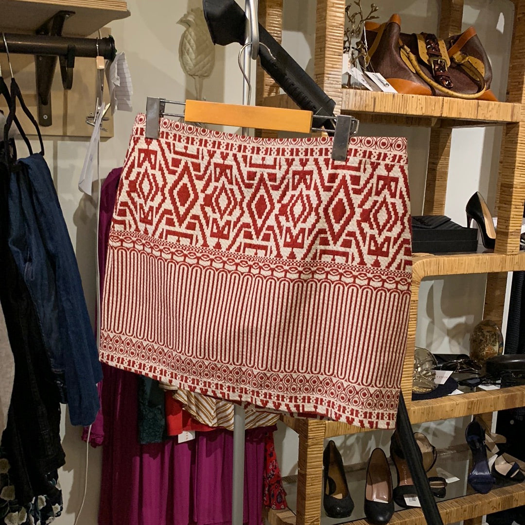 Springfield red and white patterned skirt
