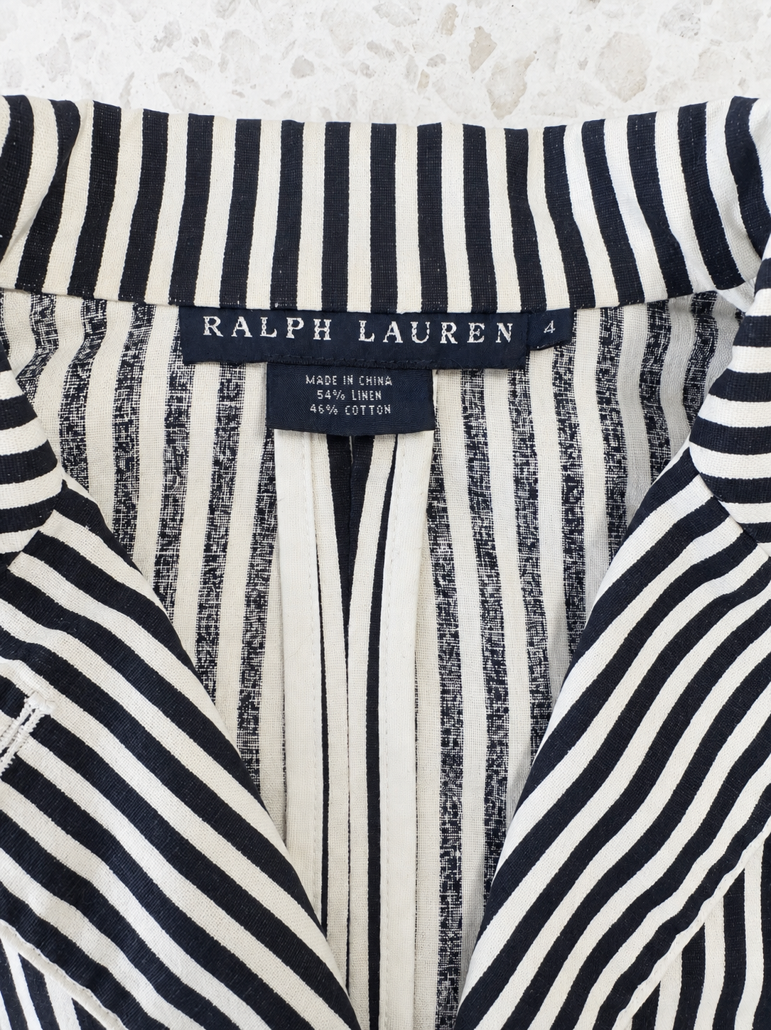 Ralph Lauren Black and White Striped Blazer, Size 4
