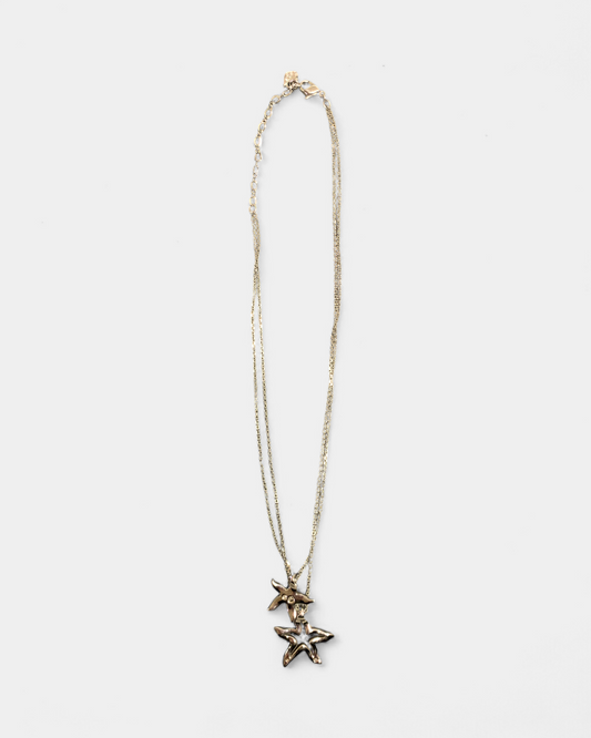 Silver starfish necklace with diamond, Swarovski