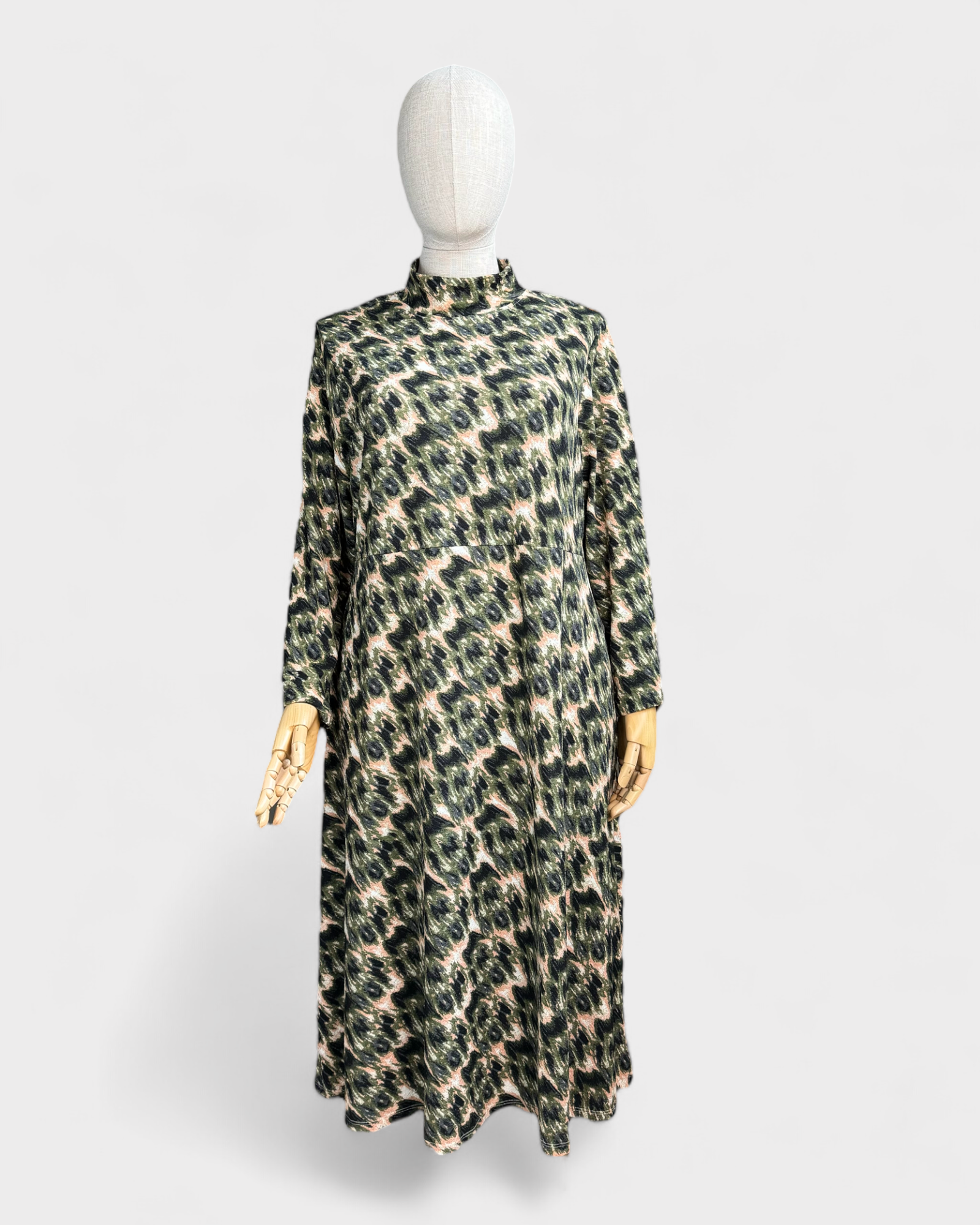 Rachel Comey Green Pink Beige Long Printed Dress, XL