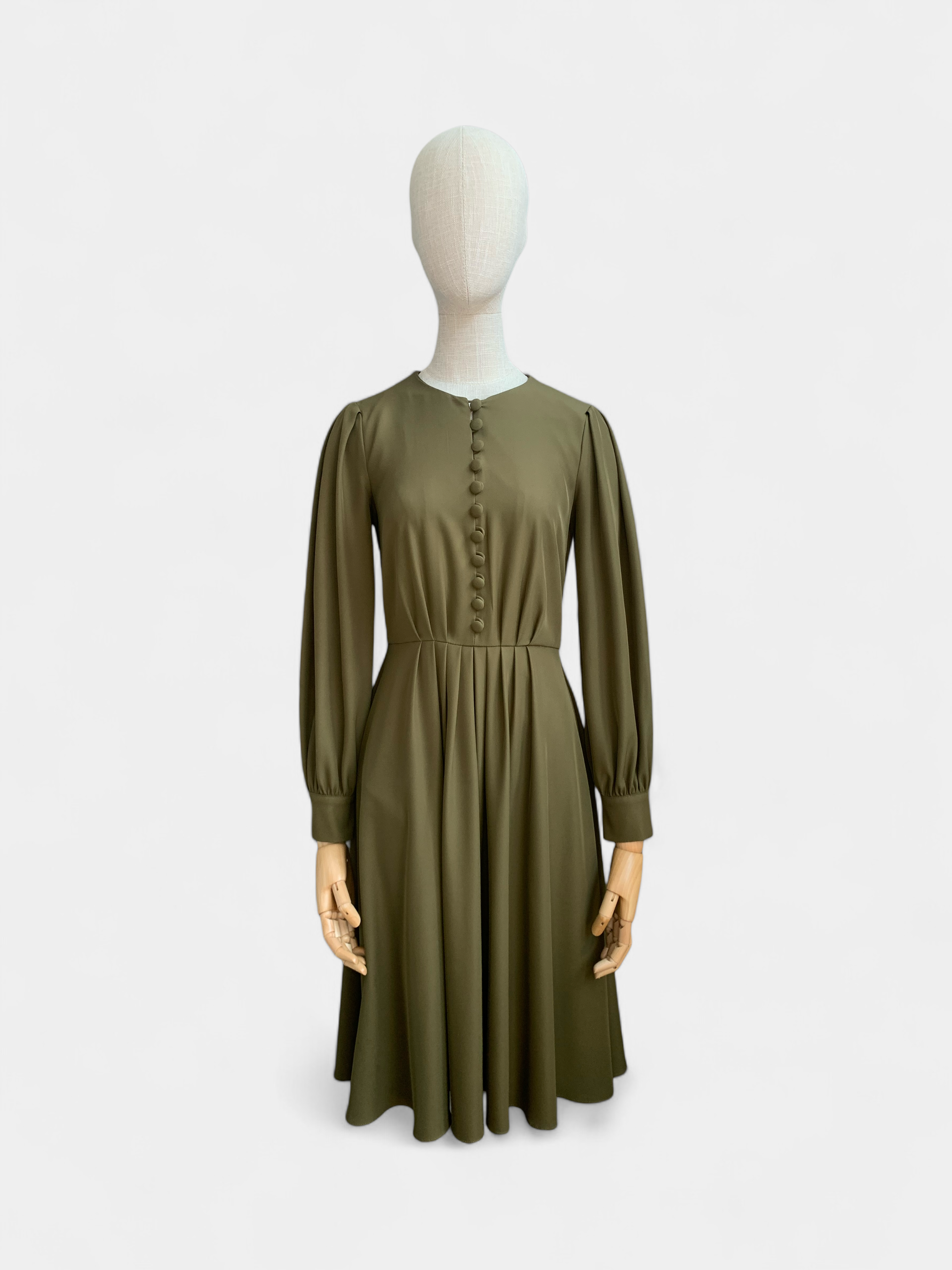 Khaki Green Button-Down Dress - Gal Meets Glam, 2