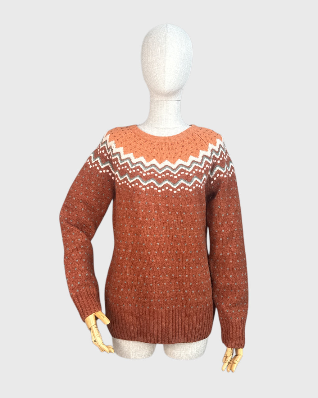 Orange Fjall Raven 100% wool knitted sweater, S