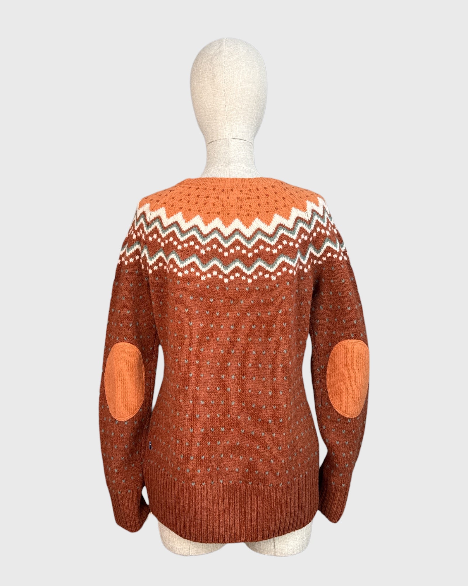 Orange Fjall Raven 100% wool knitted sweater, S
