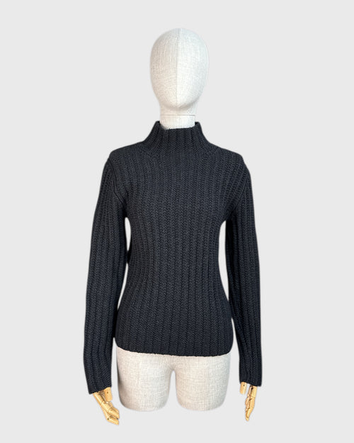 Dark Grey Theory Wool Mockneck Knit