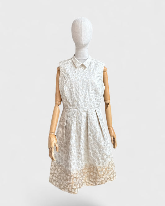 Erin Fetherston Ivory/Gold Embroidered Dress, 12