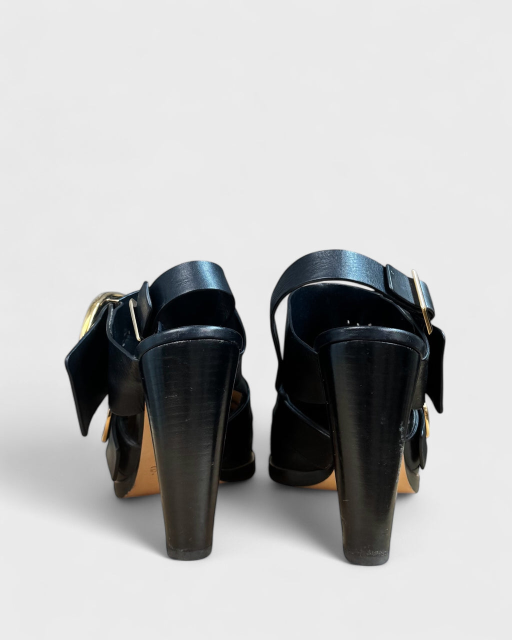 Chloé Black Buckle Heels, 40