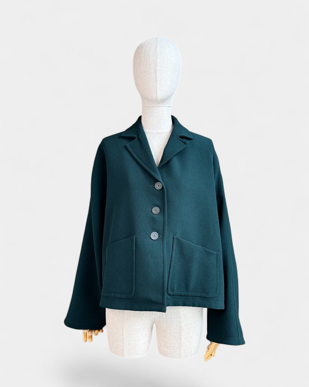 Dark green crepe jacket, S Liviana Conti