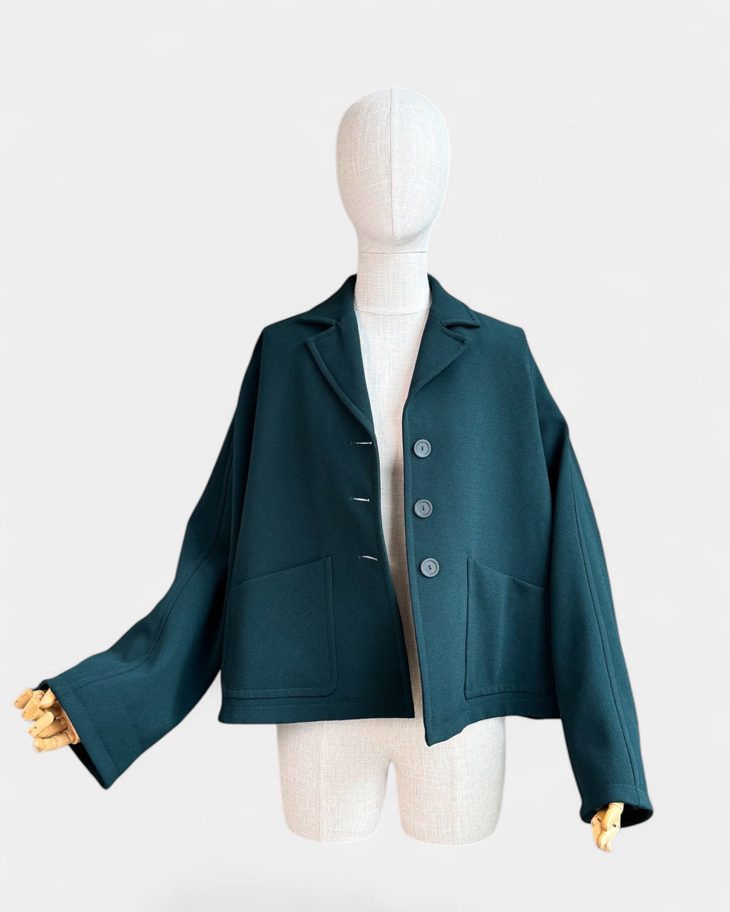 Dark green crepe jacket, S Liviana Conti