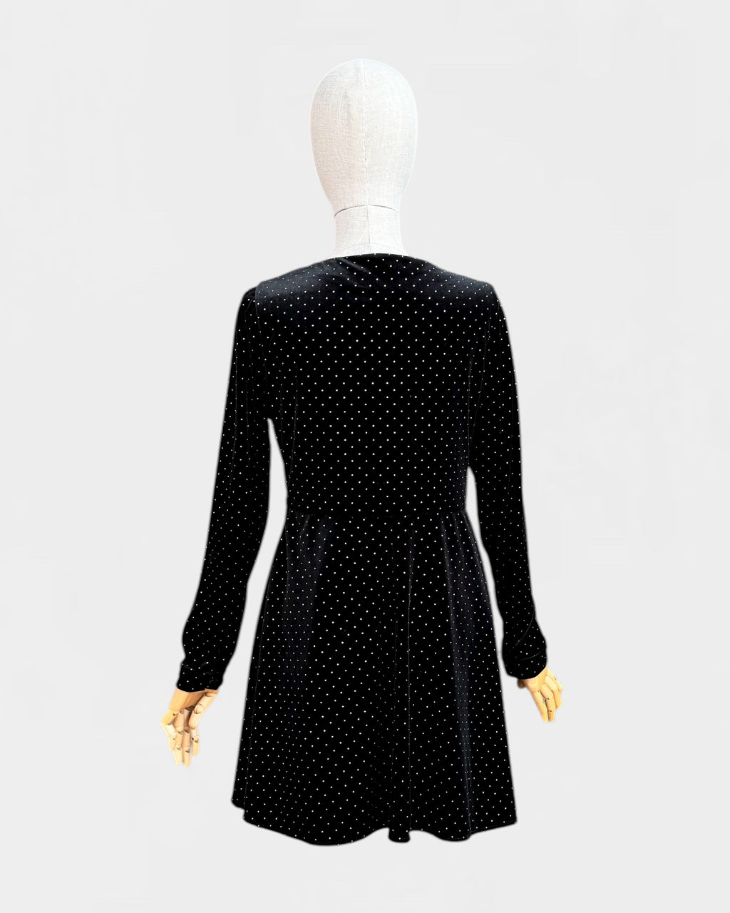 Sézane black polka dot velvet dress, size 38