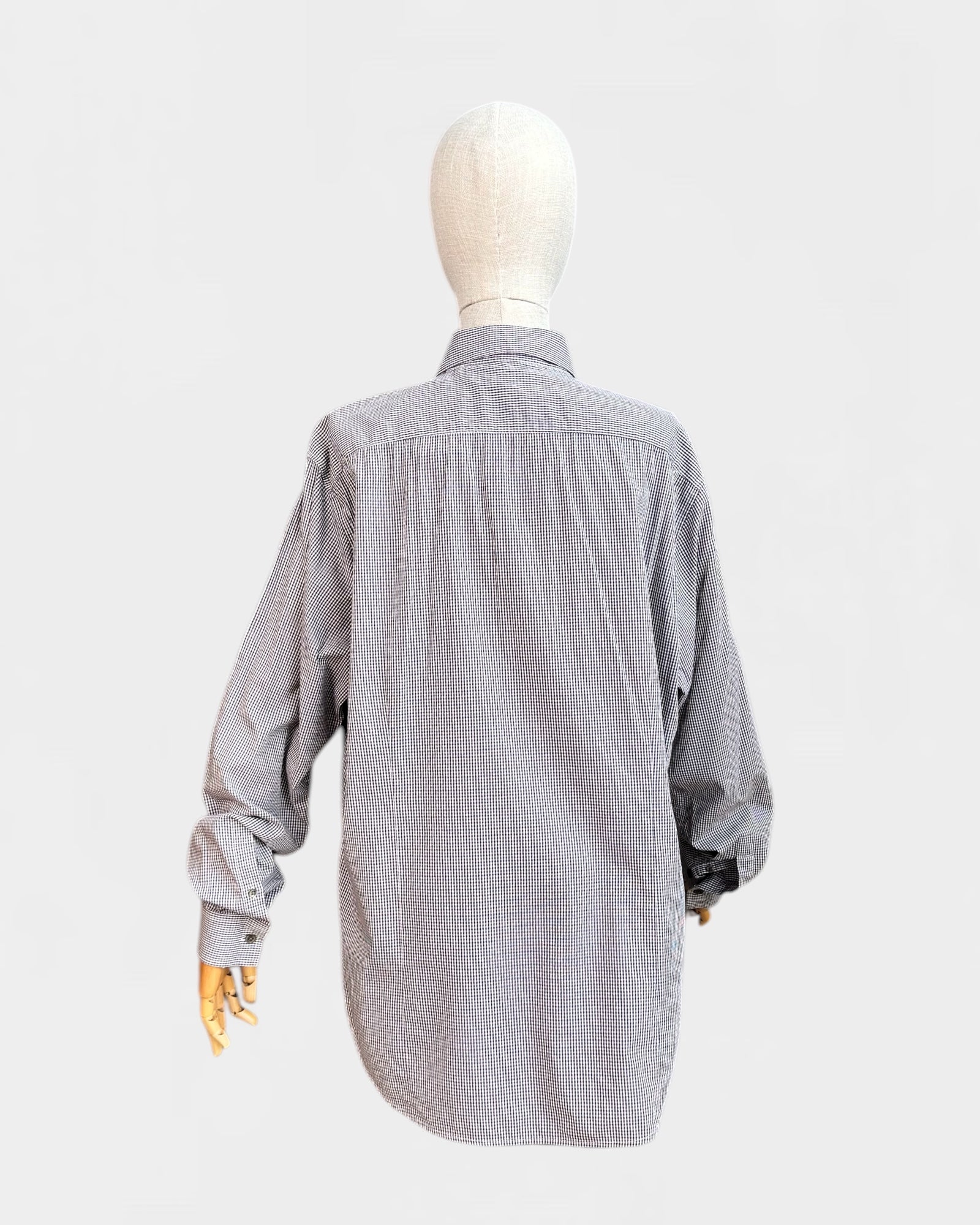 Theory white/brown/grey checkered shirt, XL