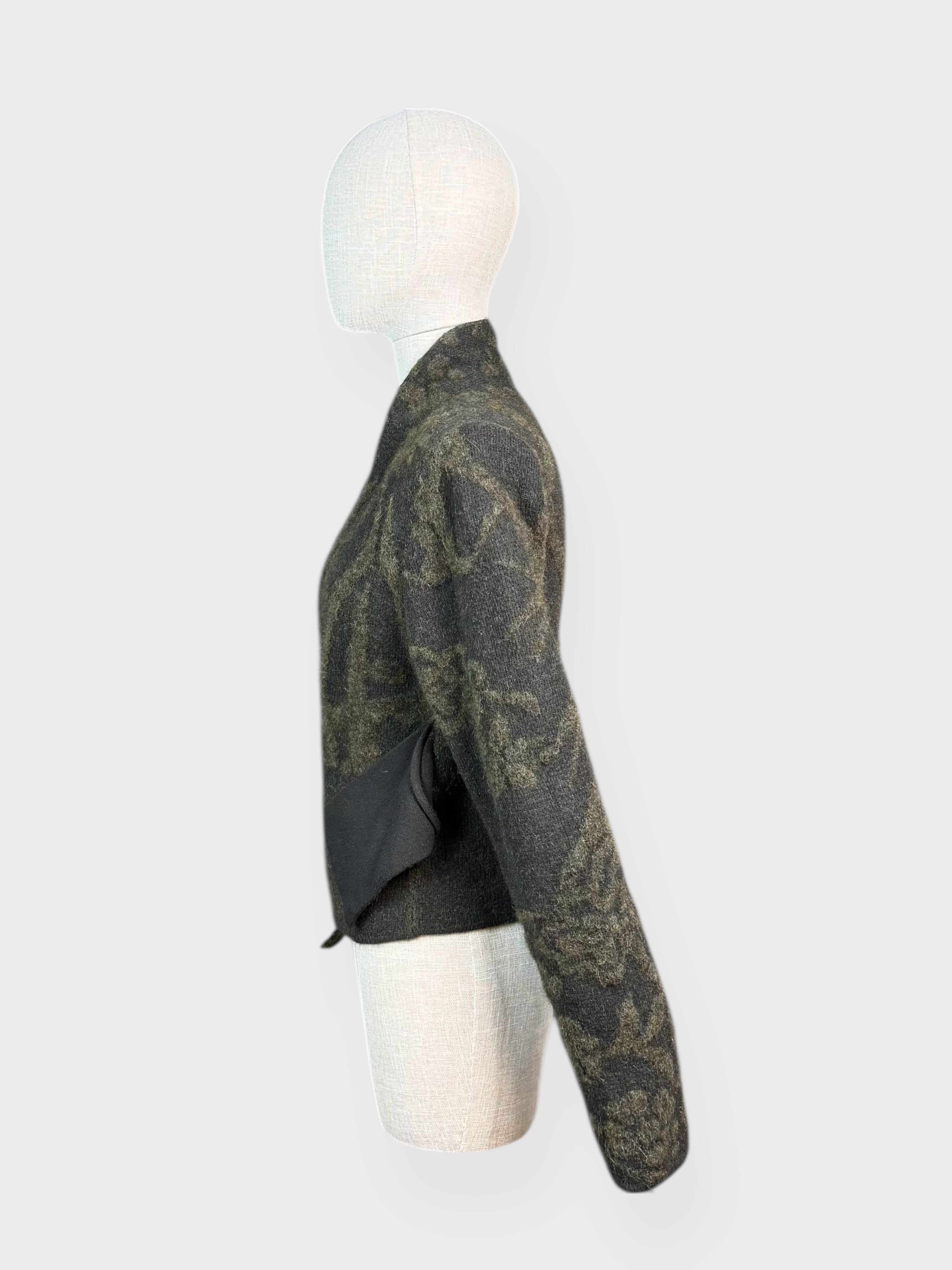 Sarah Pacini khaki green knit wrap cardigan, S