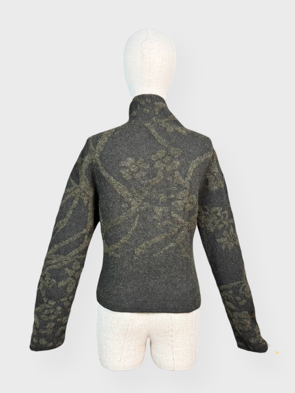 Sarah Pacini khaki green knit wrap cardigan, S