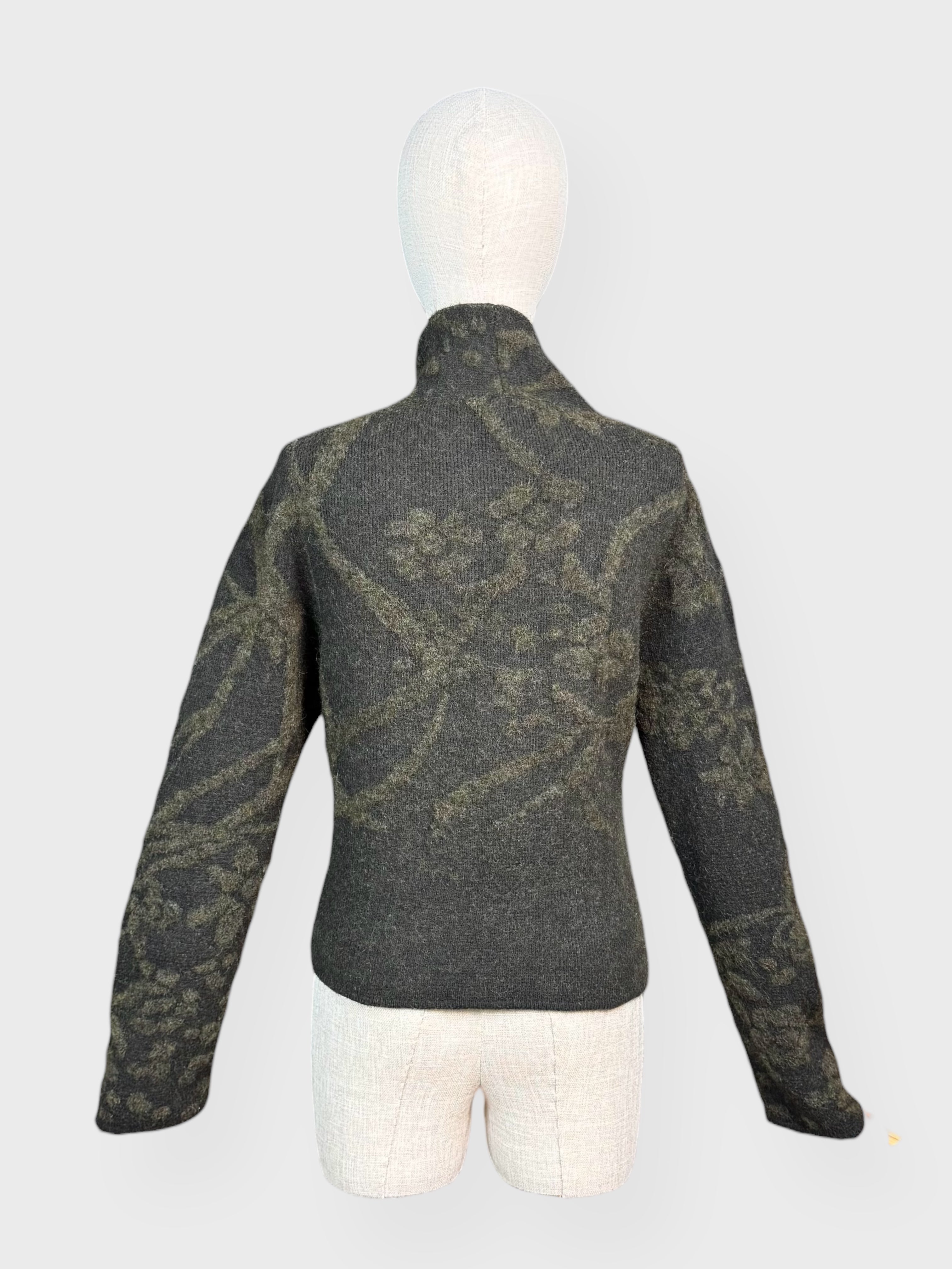 Sarah Pacini khaki green knit wrap cardigan, S