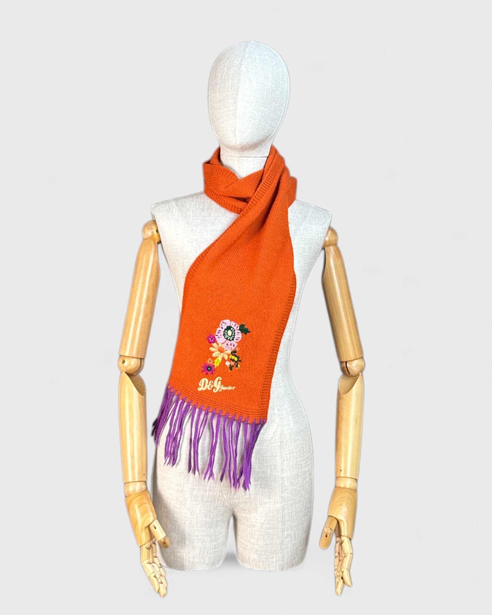 D&amp;G Junior Orange Embroidered Scarf