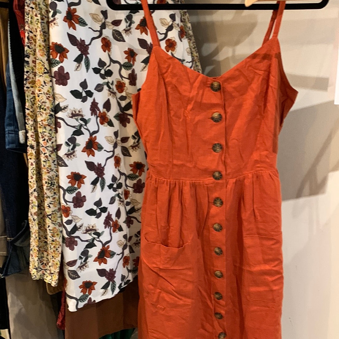 Orange Button Dress Reitmans M