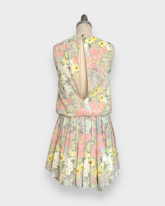 Alice and Olivia pink/green floral print dress